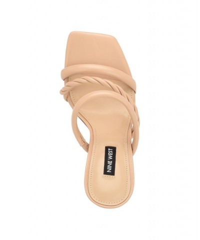 Women's Yester Strappy Heeled Slide Dress Sandals Tan/Beige $46.53 Shoes