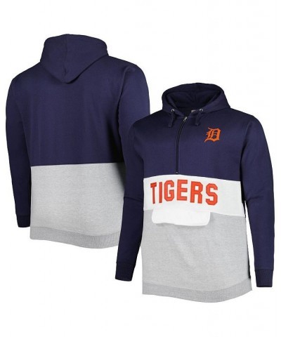 Men's Navy and White Detroit Tigers Big and Tall Fleece Half-Zip Hoodie $33.60 Sweatshirt