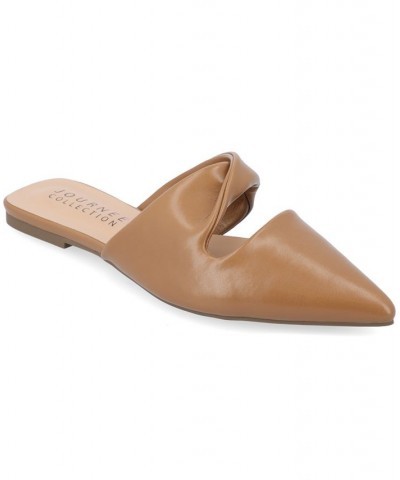 Women's Enniss Twist Flat Brown $34.85 Shoes