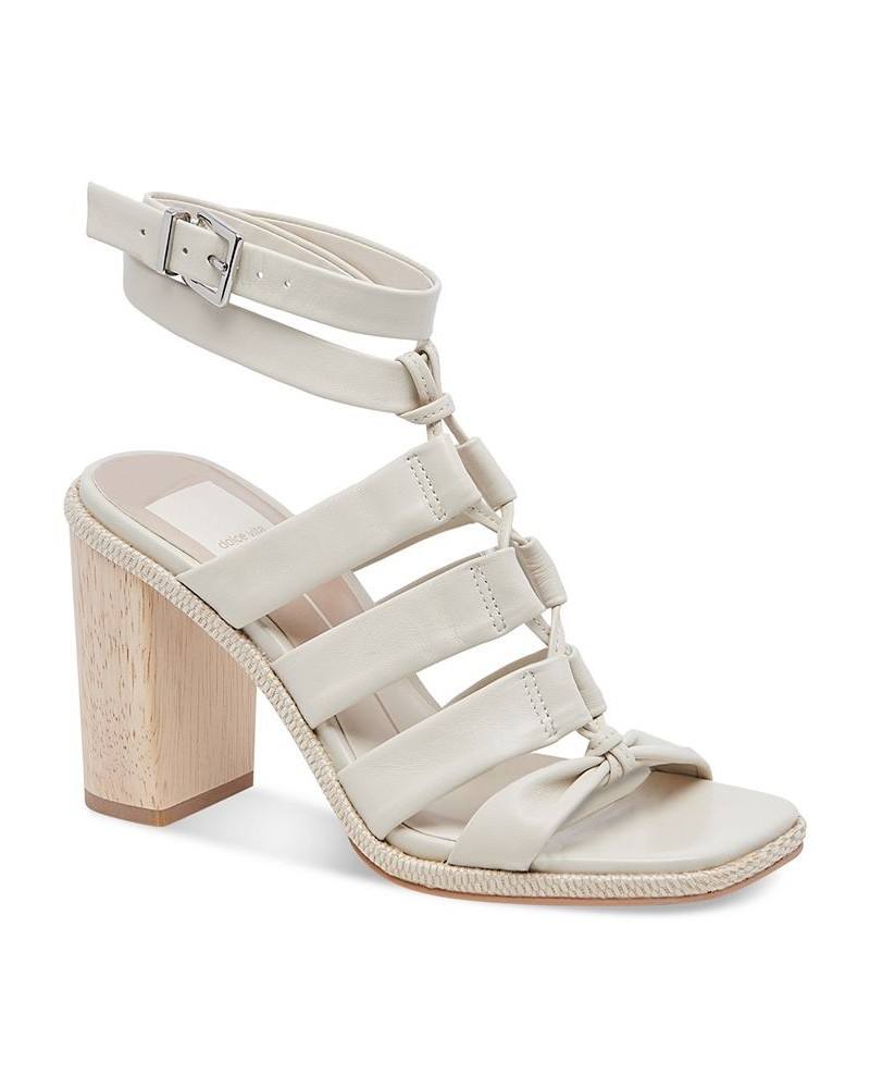 Women's Olema Strappy Block-Heel Gladiator Dress Sandals White $67.20 Shoes