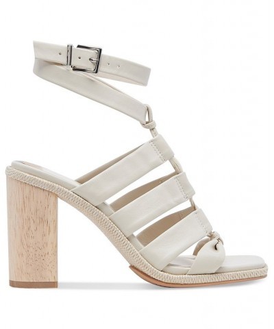 Women's Olema Strappy Block-Heel Gladiator Dress Sandals White $67.20 Shoes