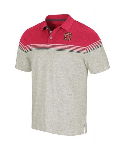 Men's Oatmeal, Red Maryland Terrapins Hill Valley Polo Shirt $24.00 Polo Shirts