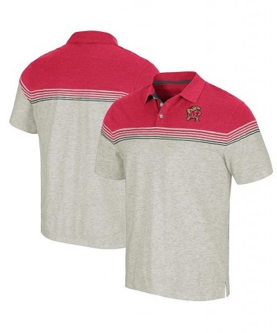 Men's Oatmeal, Red Maryland Terrapins Hill Valley Polo Shirt $24.00 Polo Shirts