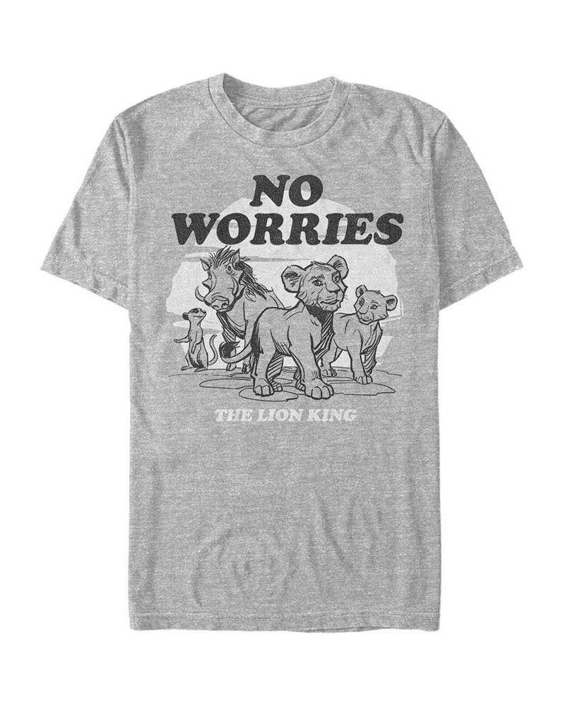 Disney Men's The Lion King No Worries Group Shot Short Sleeve T-Shirt Gray $15.75 T-Shirts