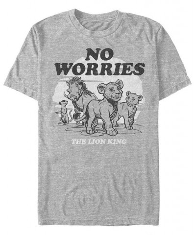 Disney Men's The Lion King No Worries Group Shot Short Sleeve T-Shirt Gray $15.75 T-Shirts