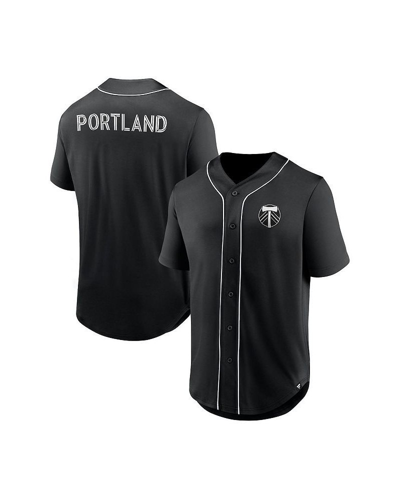 Men's Branded Black Portland Timbers Third Period Fashion Baseball Button-Up Jersey $35.00 Jersey