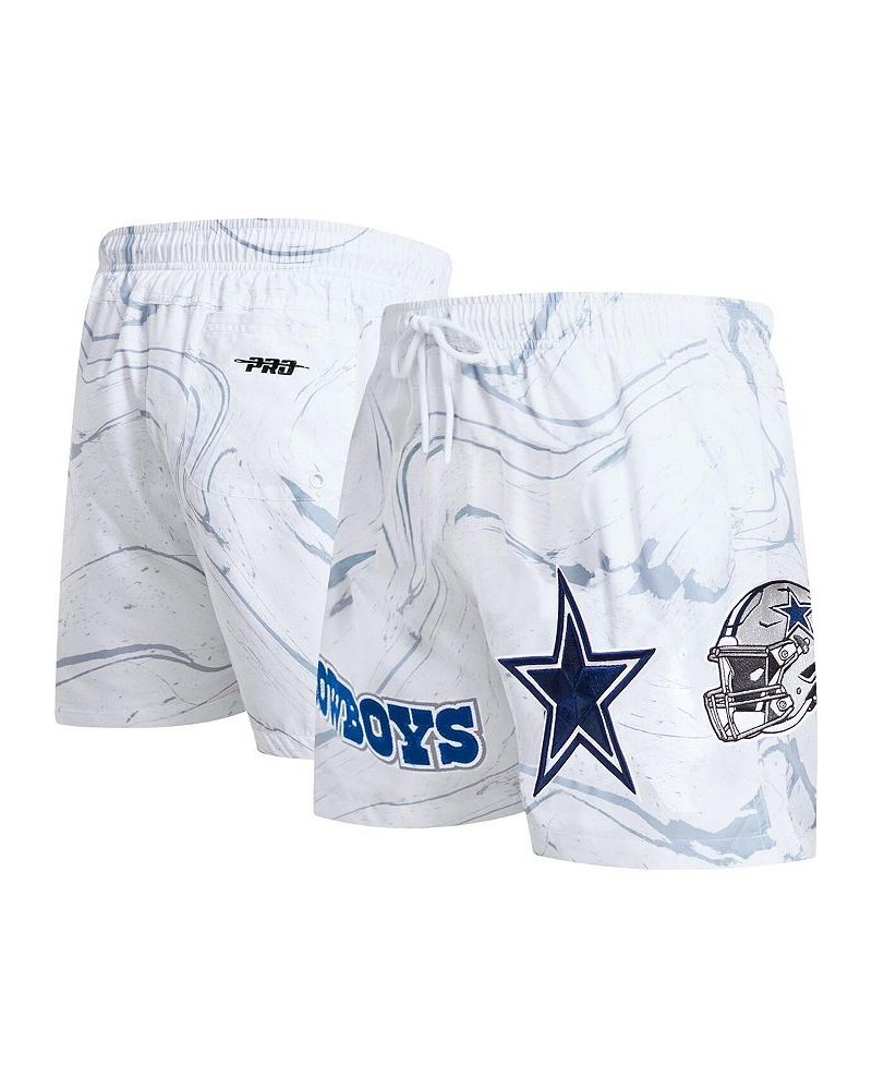 Men's White Dallas Cowboys Allover Marble Print Shorts $44.19 Shorts