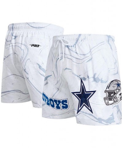 Men's White Dallas Cowboys Allover Marble Print Shorts $44.19 Shorts