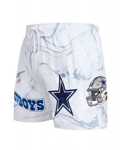 Men's White Dallas Cowboys Allover Marble Print Shorts $44.19 Shorts