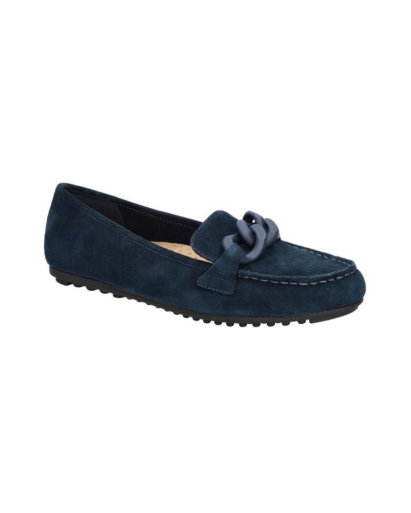 Women's Cullen Comfort Loafers Navy Suede Leather $54.60 Shoes