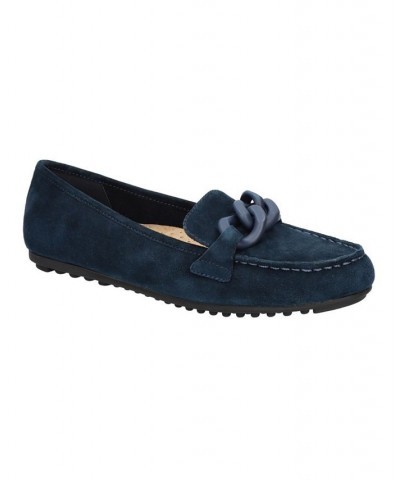 Women's Cullen Comfort Loafers Navy Suede Leather $54.60 Shoes