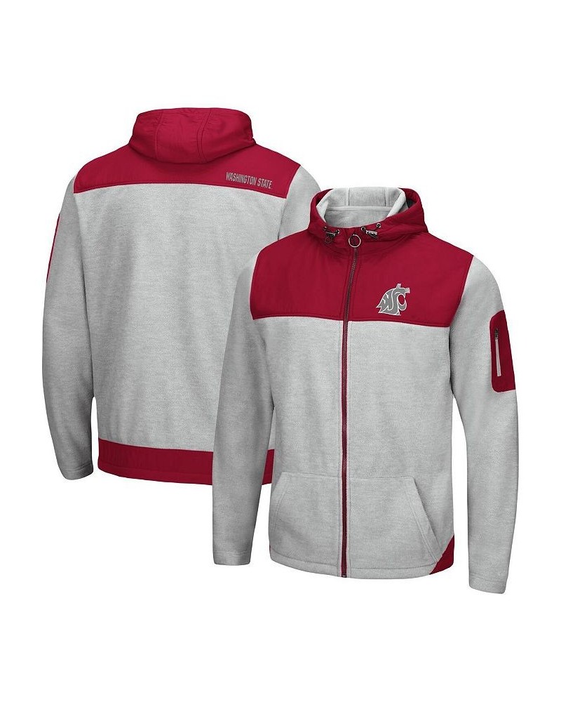 Men's Heathered Gray, Crimson Washington State Cougars Schwartz Full-Zip Hoodie $39.20 Sweatshirt