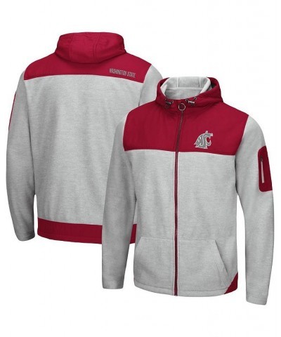 Men's Heathered Gray, Crimson Washington State Cougars Schwartz Full-Zip Hoodie $39.20 Sweatshirt