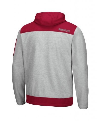 Men's Heathered Gray, Crimson Washington State Cougars Schwartz Full-Zip Hoodie $39.20 Sweatshirt