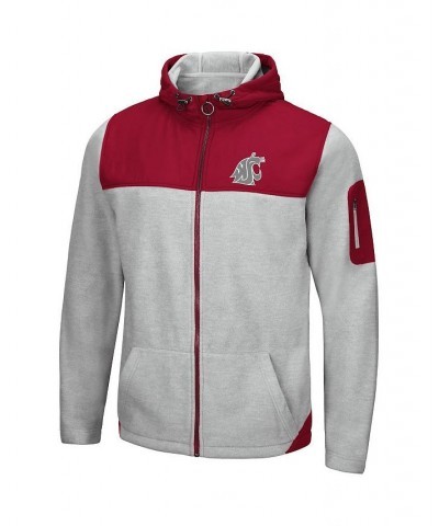 Men's Heathered Gray, Crimson Washington State Cougars Schwartz Full-Zip Hoodie $39.20 Sweatshirt