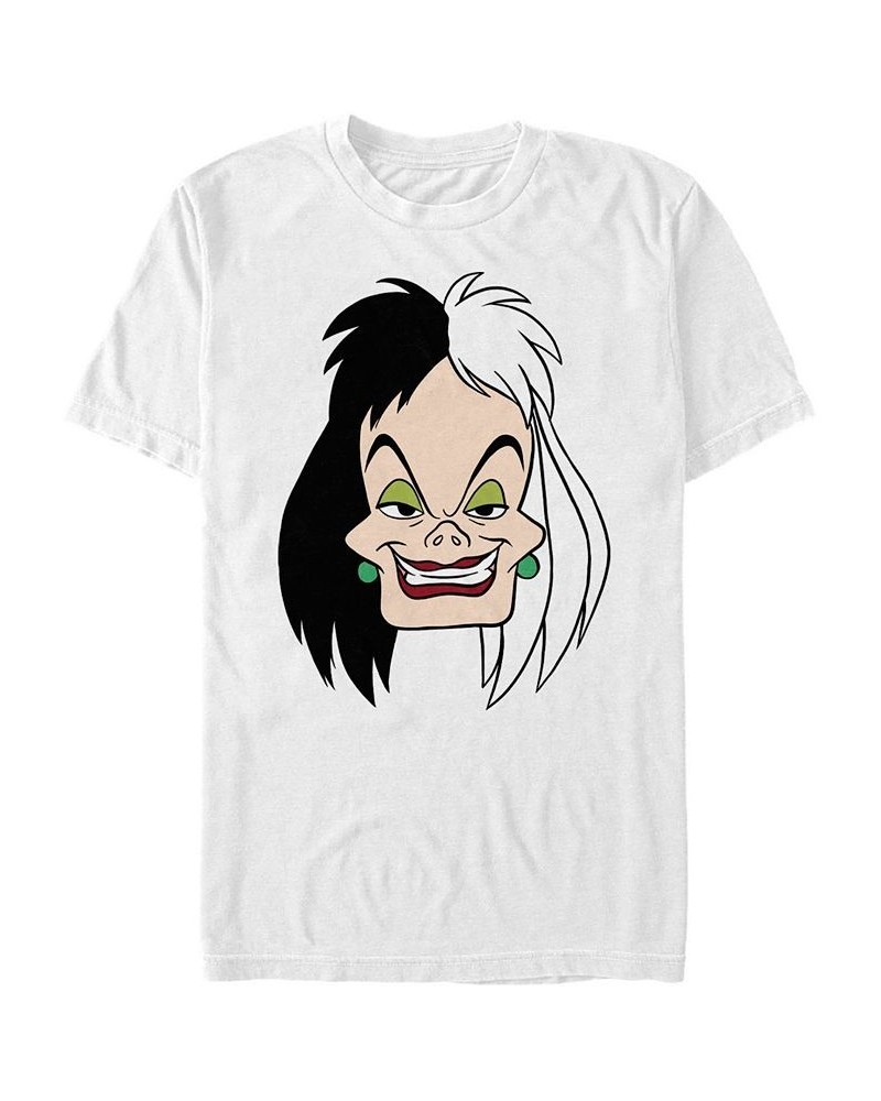 Men's Cruella Big Face Short Sleeve T-Shirt White $17.15 T-Shirts