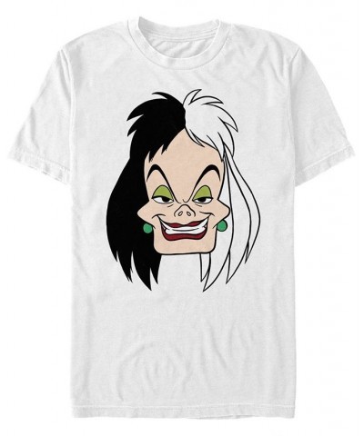 Men's Cruella Big Face Short Sleeve T-Shirt White $17.15 T-Shirts