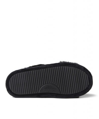 Women's Jessica Furry Cross Band Slide Slippers Black $18.24 Shoes