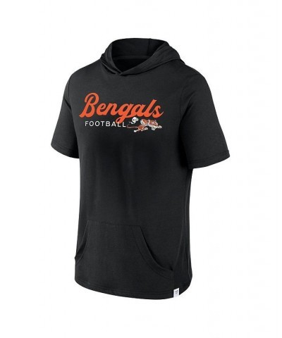 Men's Branded Black Cincinnati Bengals Offensive Strategy Short Sleeve Pullover Hoodie $22.79 Sweatshirt