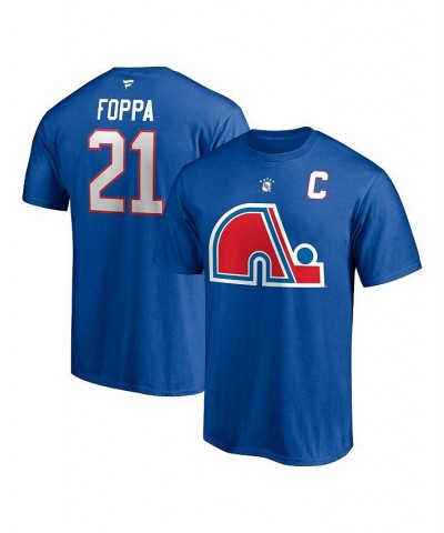 Men's Branded Peter Forsberg Blue Quebec Nordiques Authentic Stack Retired Player Nickname and Number T-shirt $18.90 T-Shirts