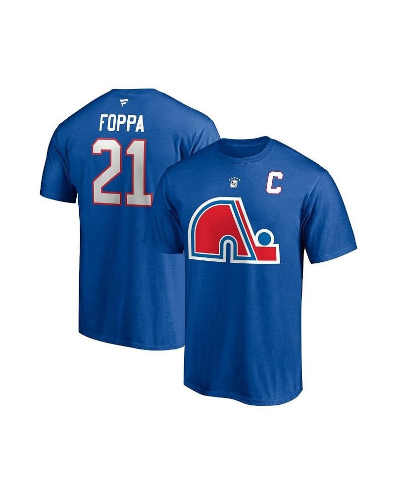 Men's Branded Peter Forsberg Blue Quebec Nordiques Authentic Stack Retired Player Nickname and Number T-shirt $18.90 T-Shirts