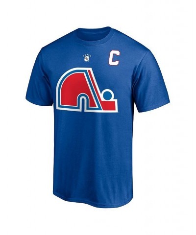 Men's Branded Peter Forsberg Blue Quebec Nordiques Authentic Stack Retired Player Nickname and Number T-shirt $18.90 T-Shirts