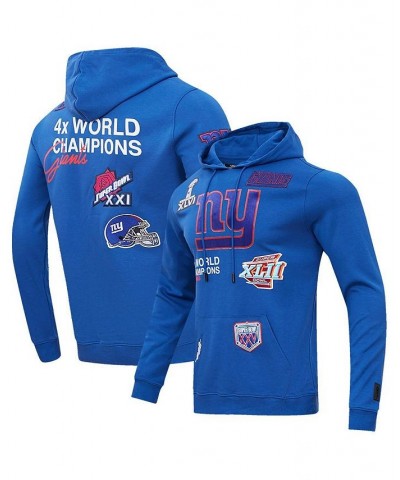 Men's Royal New York Giants 4x Super Bowl Champions Pullover Hoodie $58.50 Sweatshirt