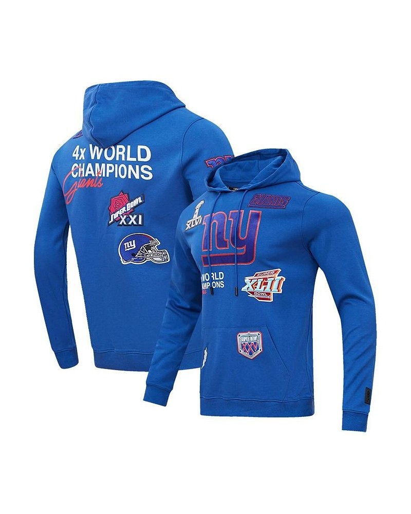 Men's Royal New York Giants 4x Super Bowl Champions Pullover Hoodie $58.50 Sweatshirt