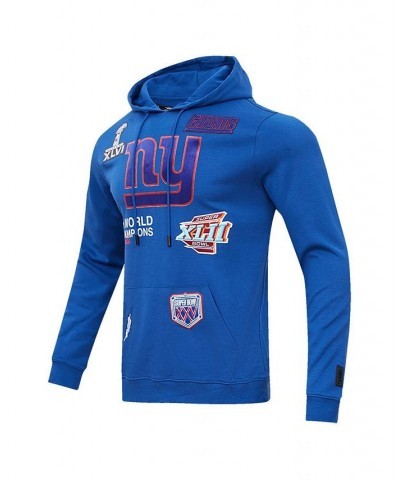 Men's Royal New York Giants 4x Super Bowl Champions Pullover Hoodie $58.50 Sweatshirt