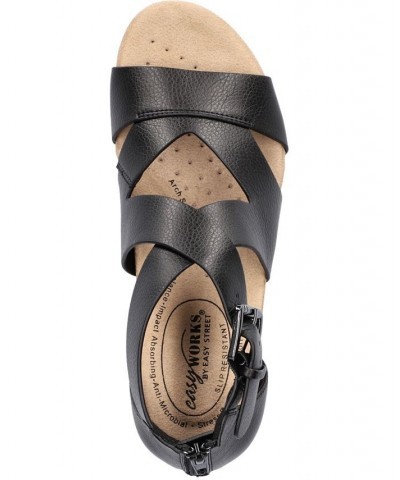 Women's Easy Works Roza Slip Resistant Round Toe Sandals Black $42.40 Shoes