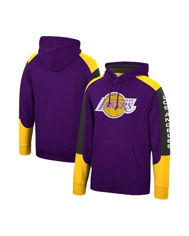 Men's Purple Los Angeles Lakers Hardwood Classics Fusion Pullover Hoodie $39.10 Sweatshirt