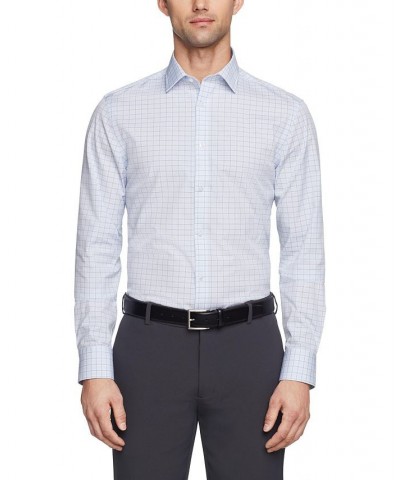 Men's Refined Slim Fit Stretch Dress Shirt Blue $34.22 Dress Shirts