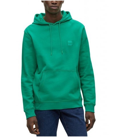 BOSS Men's French-Terry-Cotton Logo Patch Hooded Sweatshirt Green $45.54 Sweatshirt