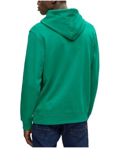 BOSS Men's French-Terry-Cotton Logo Patch Hooded Sweatshirt Green $45.54 Sweatshirt