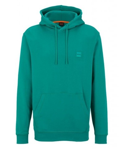 BOSS Men's French-Terry-Cotton Logo Patch Hooded Sweatshirt Green $45.54 Sweatshirt