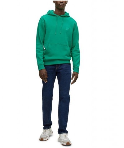 BOSS Men's French-Terry-Cotton Logo Patch Hooded Sweatshirt Green $45.54 Sweatshirt