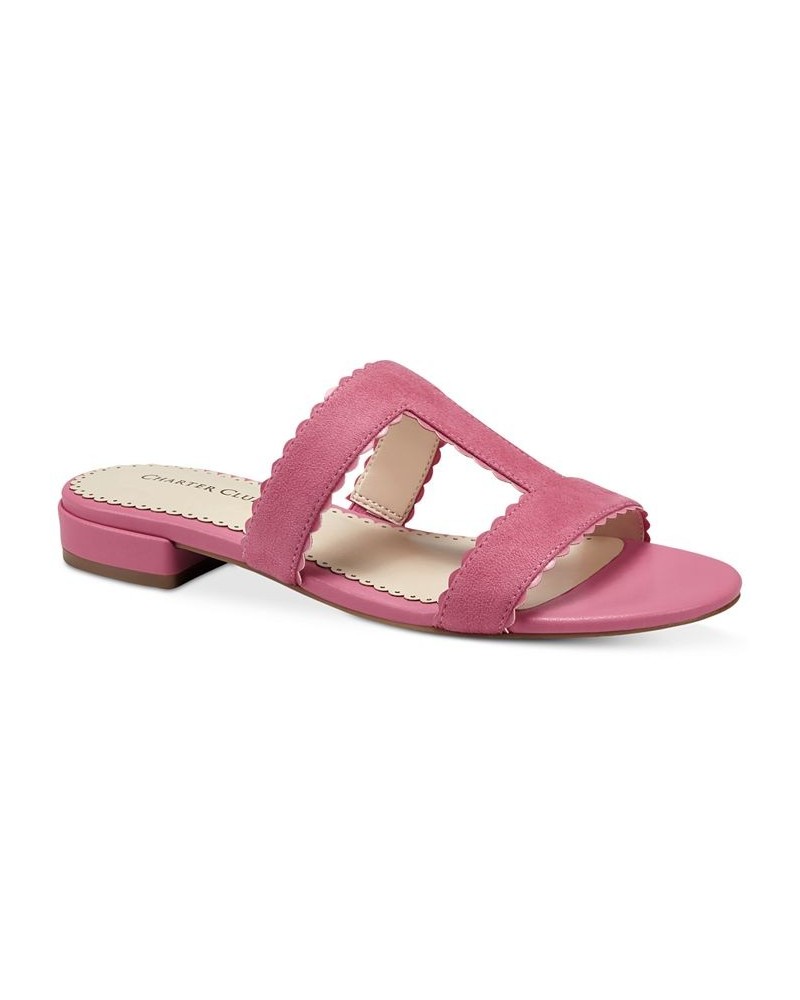 Lulia Scalloped Slip-On Strappy Sandals Pink $34.06 Shoes