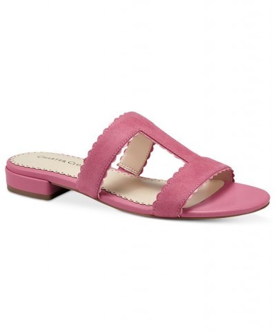 Lulia Scalloped Slip-On Strappy Sandals Pink $34.06 Shoes