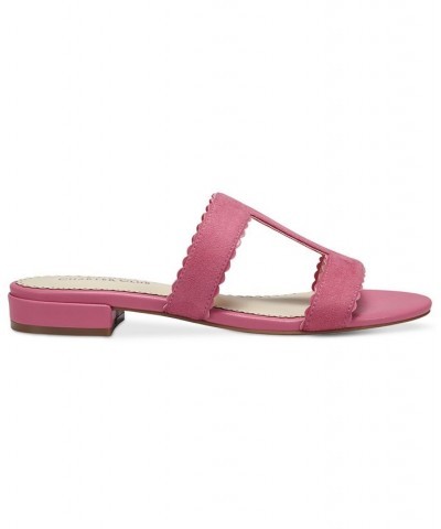 Lulia Scalloped Slip-On Strappy Sandals Pink $34.06 Shoes