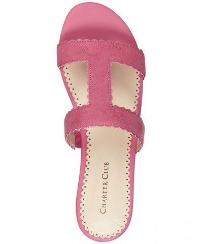 Lulia Scalloped Slip-On Strappy Sandals Pink $34.06 Shoes