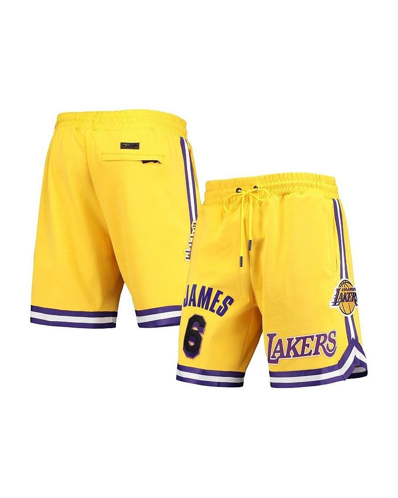 Men's LeBron James Gold Los Angeles Lakers Player Replica Shorts $43.24 Shorts