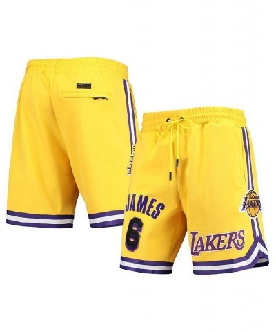 Men's LeBron James Gold Los Angeles Lakers Player Replica Shorts $43.24 Shorts