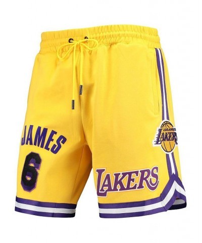 Men's LeBron James Gold Los Angeles Lakers Player Replica Shorts $43.24 Shorts