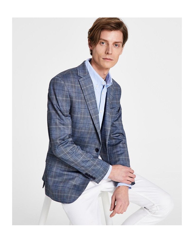 Men's Slim-Fit Blue Plaid Sport Coat Blue $41.80 Blazers