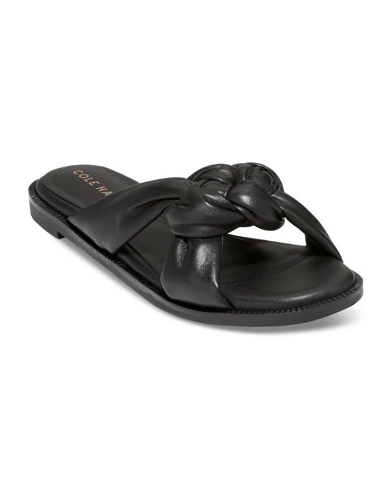 Women's Anica Lux Braided Slide Flat Sandals Black $72.00 Shoes