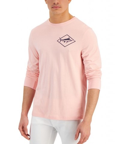 Men's Sailing Club Classic-Fit Graphic Long-Sleeve T-Shirt Pink $11.22 Shirts