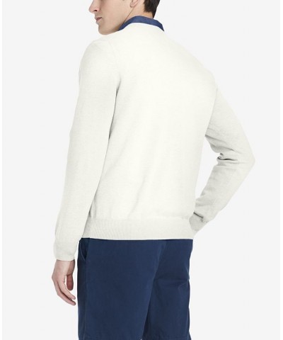 Men's Signature Solid V-Neck Cotton Sweater White $25.33 Sweaters