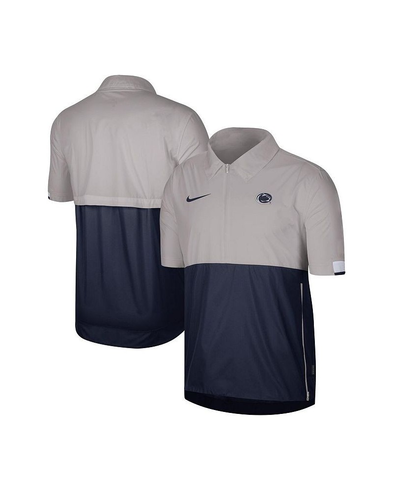 Men's Gray Penn State Nittany Lions Coaches Half-Zip Short Sleeve Pullover Jacket $43.19 Jackets