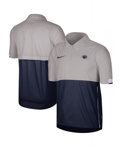 Men's Gray Penn State Nittany Lions Coaches Half-Zip Short Sleeve Pullover Jacket $43.19 Jackets