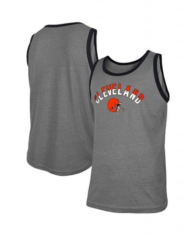 Men's Heathered Gray Cleveland Browns Ringer Tri-Blend Tank Top $21.27 T-Shirts